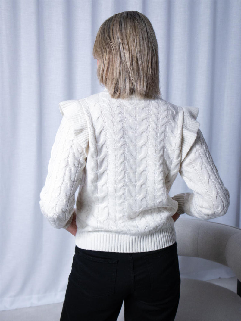 Davida Rollneck Frill Cable Sweater