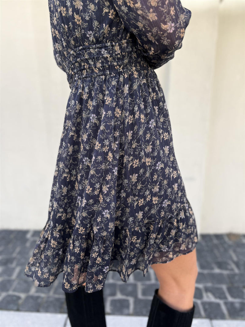 Camilla Pihl Eira dress Navy Dahlia Print