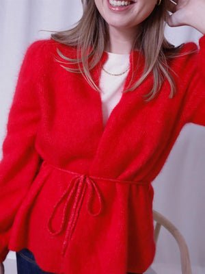 Ella&il Fredrikke Chunky Cardigan Bright Red