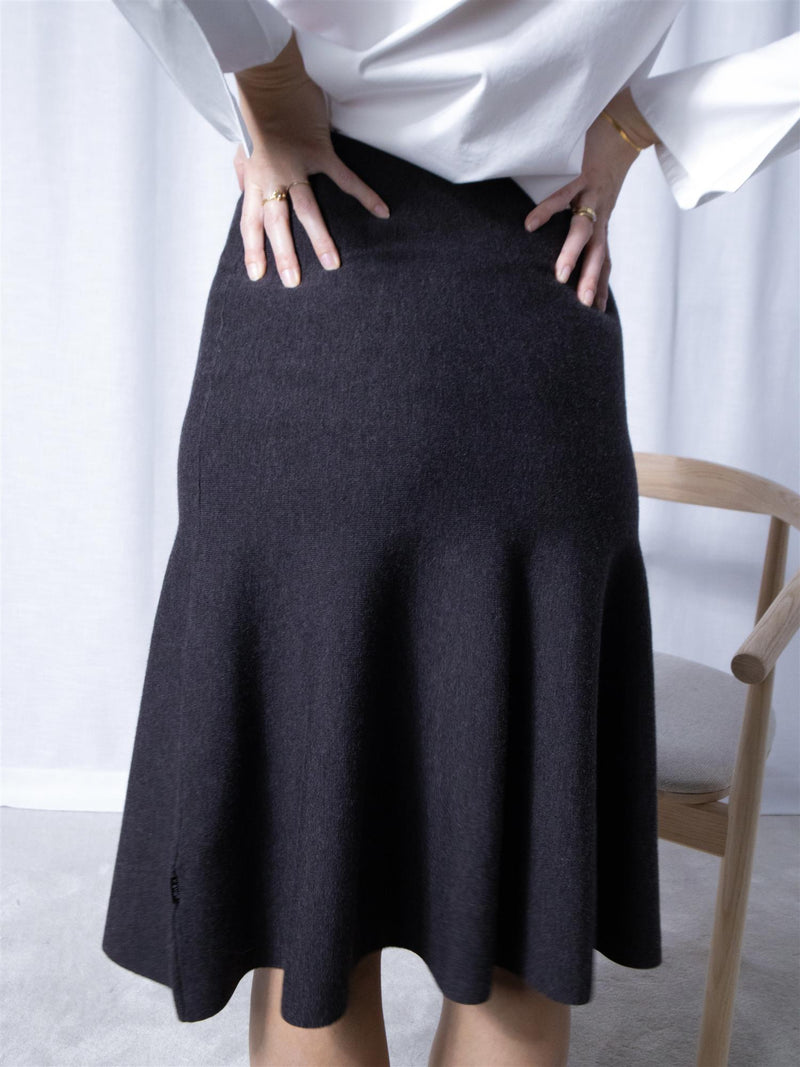 Ella&il Darja Merino Skirt Dark Brown Melange