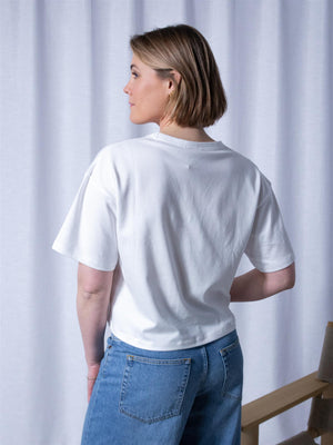 Julie Josephine Boxy V-neck Tee White