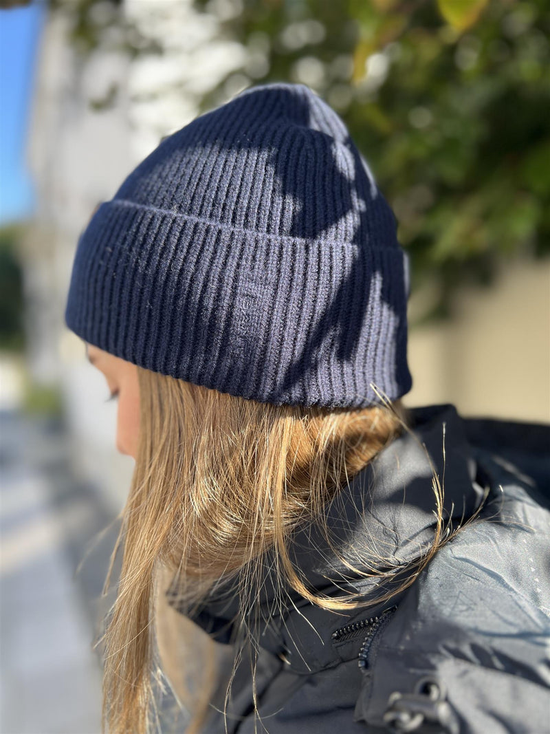 Gant Wool Ribbed Beanie Evening Blue