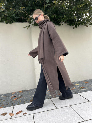 Christian Aks Eliza Lambswool Coat Brown mel