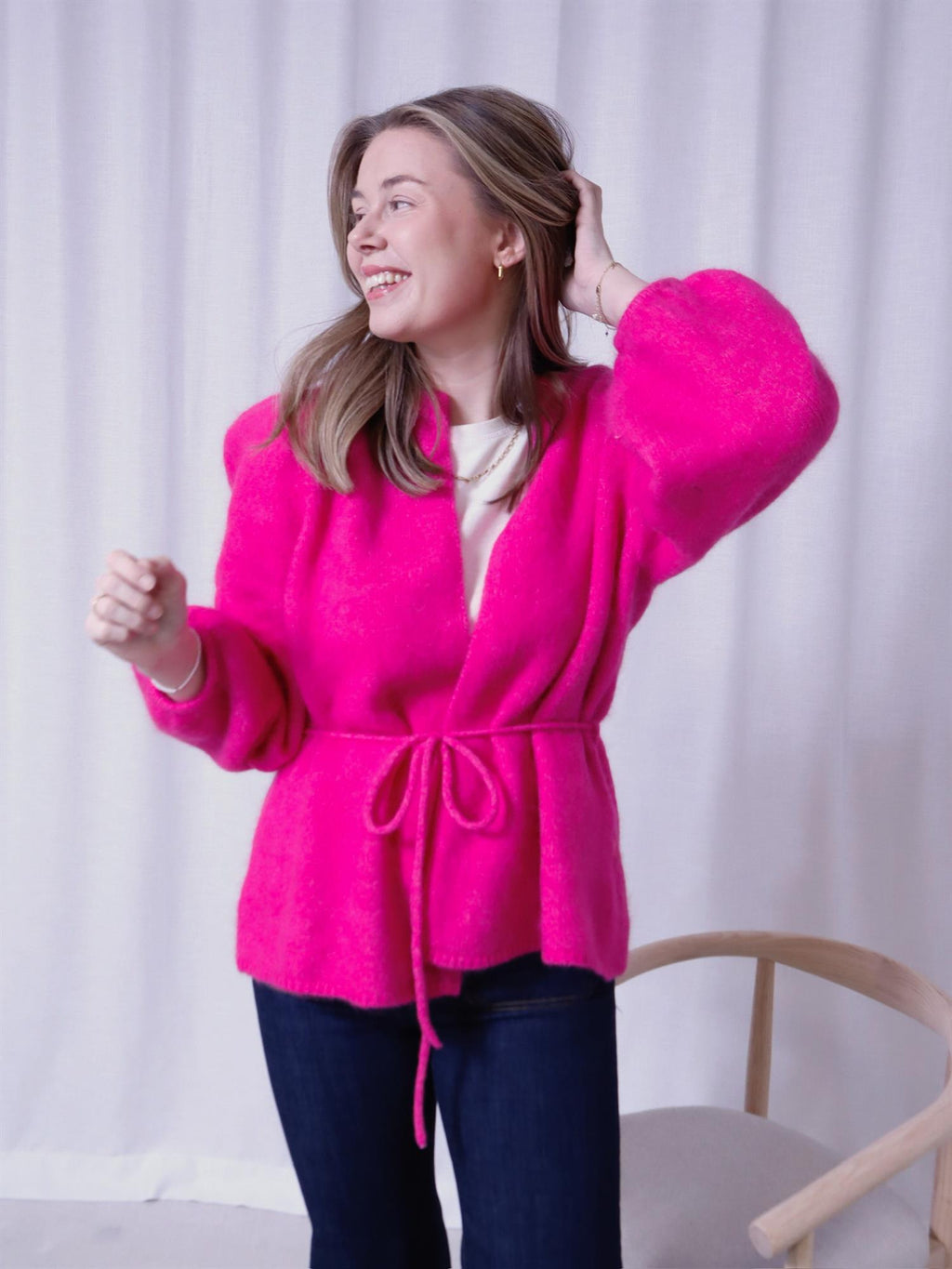 ella&il Fredrikke chunky cardigan Hot Pink