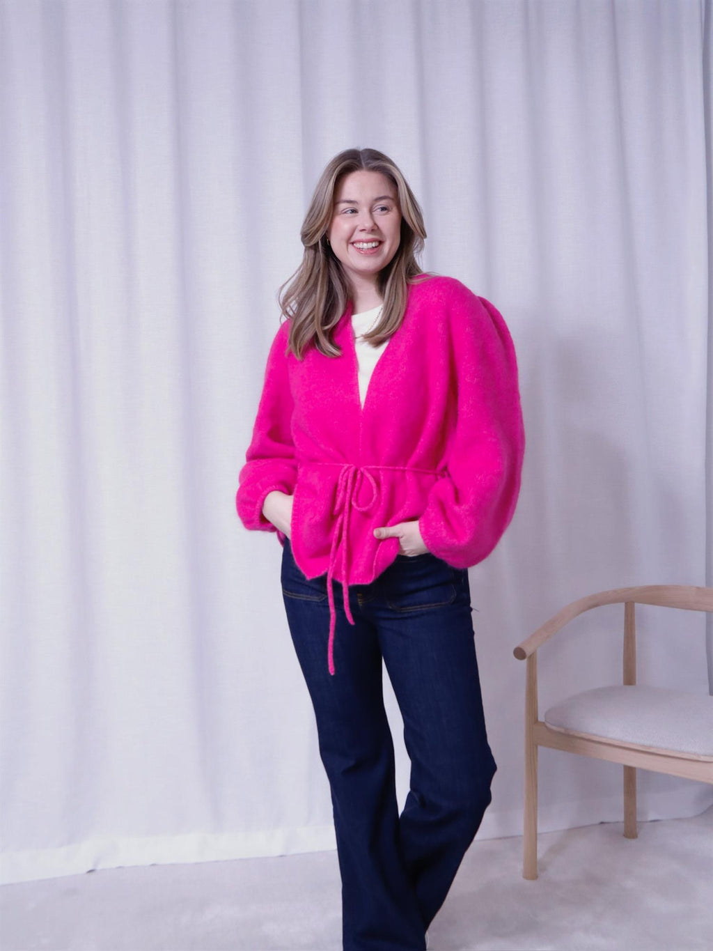 ella&il Fredrikke chunky cardigan Hot Pink