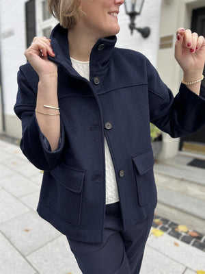 Gant Cropped Wool Jacket Evening Blue