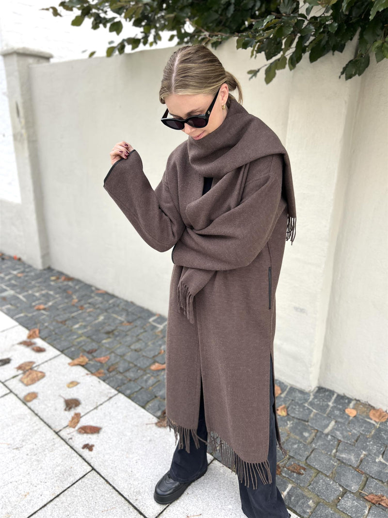 Christian Aks Eliza Lambswool Coat Brown mel