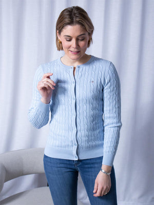 Gant Stretch Cotton Cable Cardigan Lyseblå