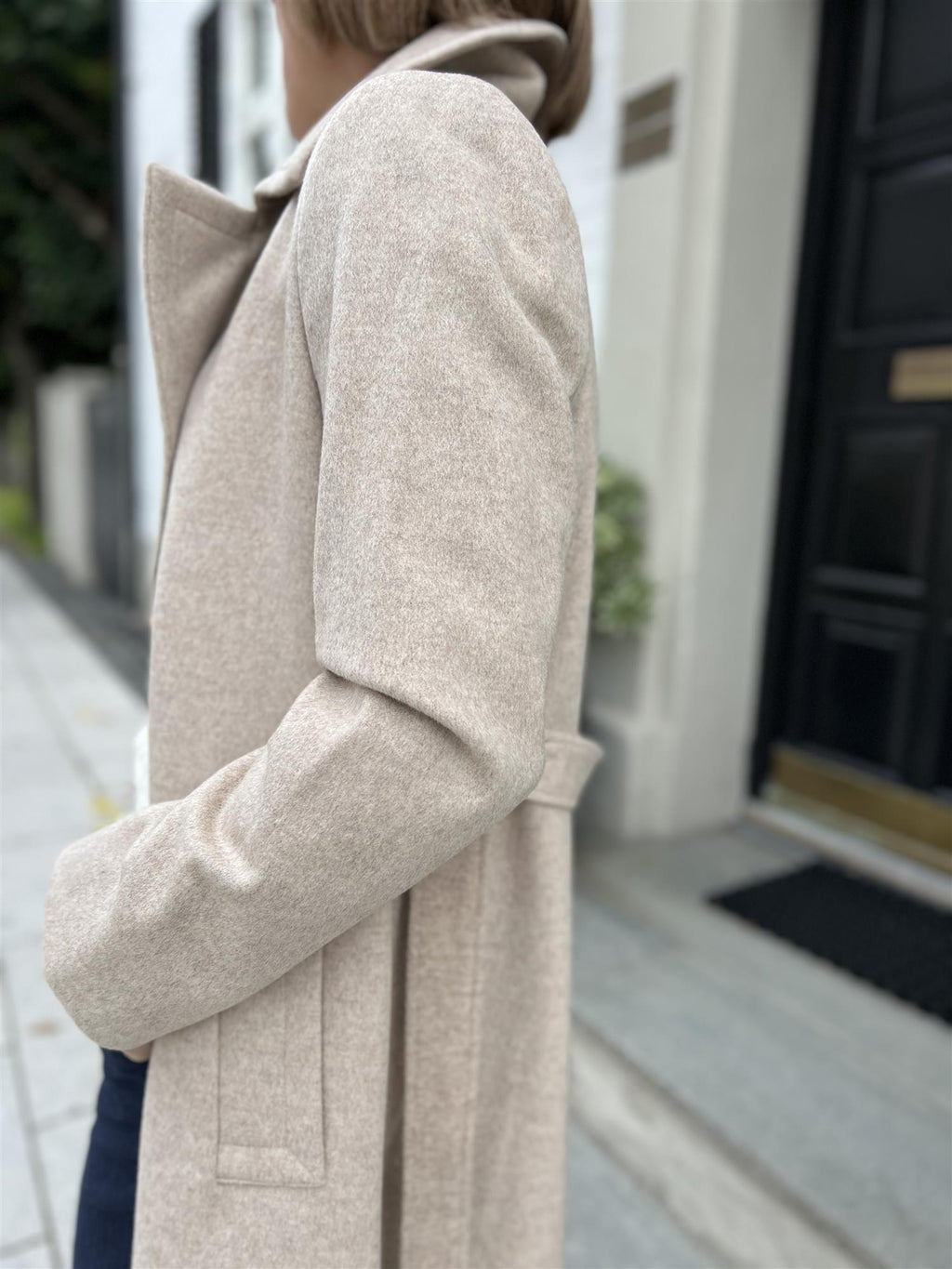 Sand Cashmere coat W-Clareta Belt