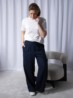 Lexington Linen Blend Boxy Tee White