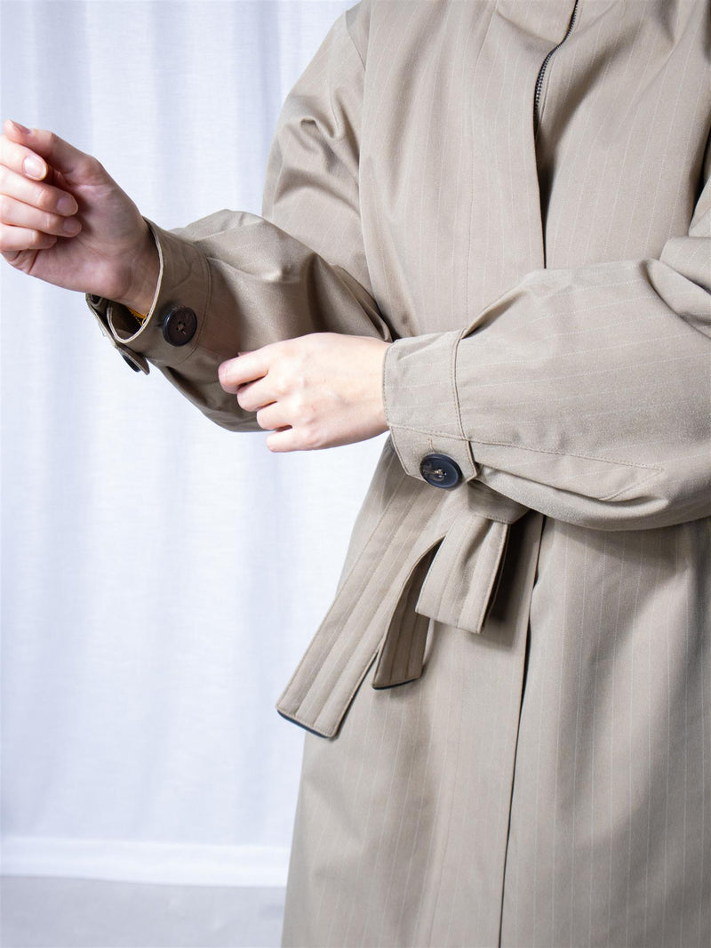 BRGN Rossby Maxi Coat Taupe pinstripe