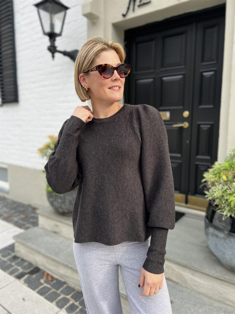 Ella&il Pernilla merino sweater Dark Brown Melange