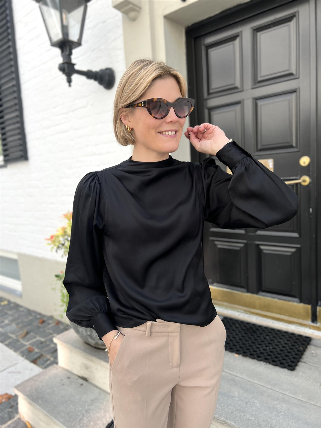 Stenstrøms Iman Blouse neckgather Sort