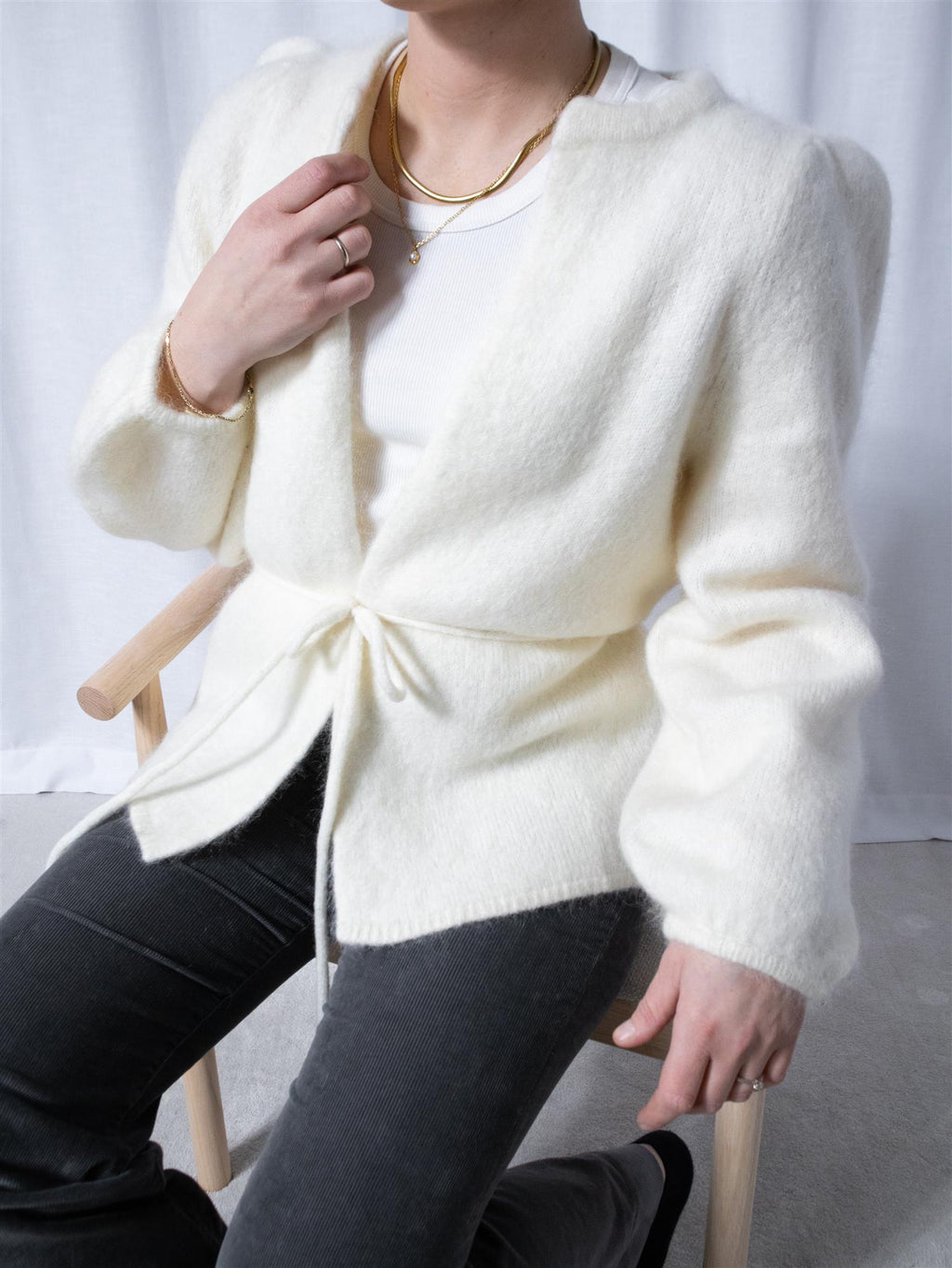 Ella&il Fredrikke Chunky Cardigan Bright White