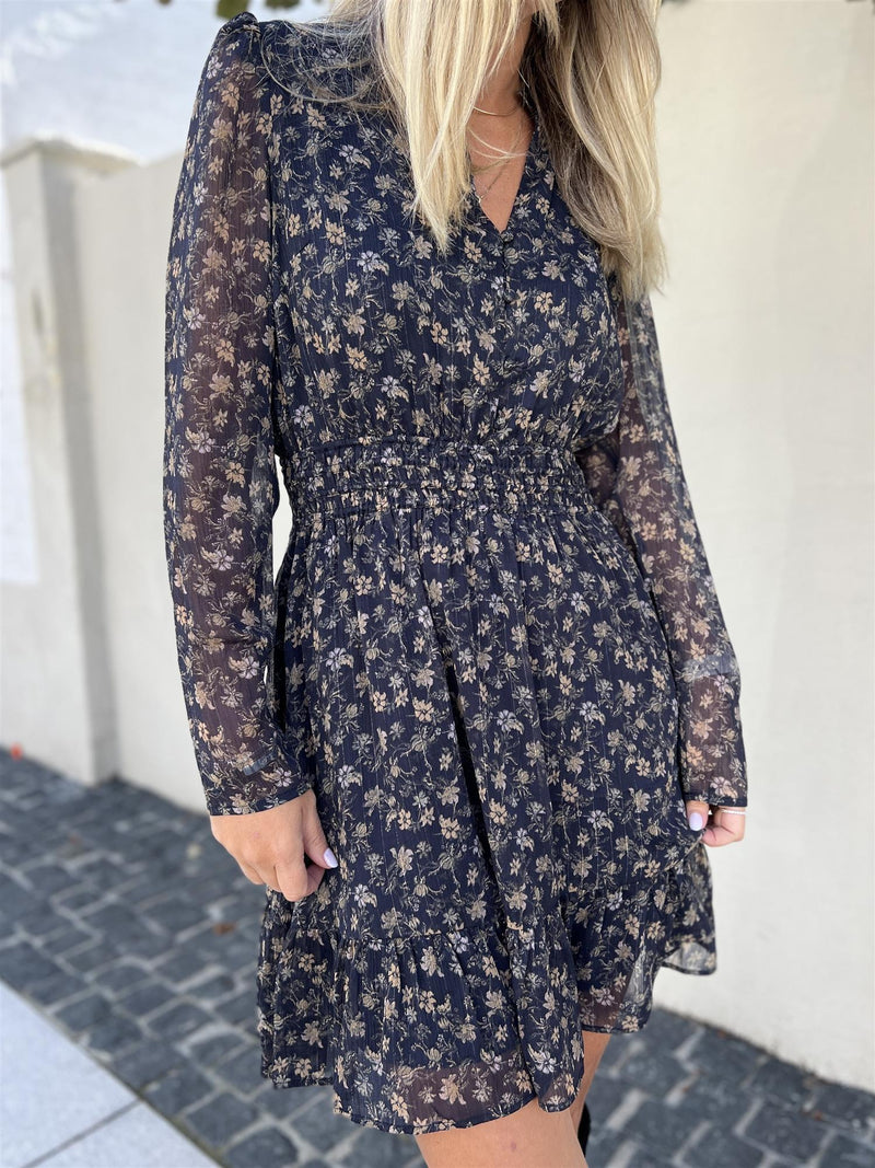 Camilla Pihl Eira dress Navy Dahlia Print