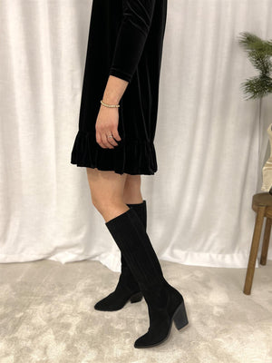 Ella&il Emilie Velour Dress Black