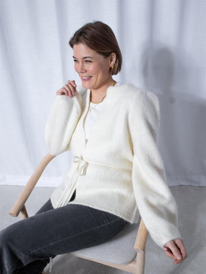 Ella&il Fredrikke Chunky Cardigan Bright White