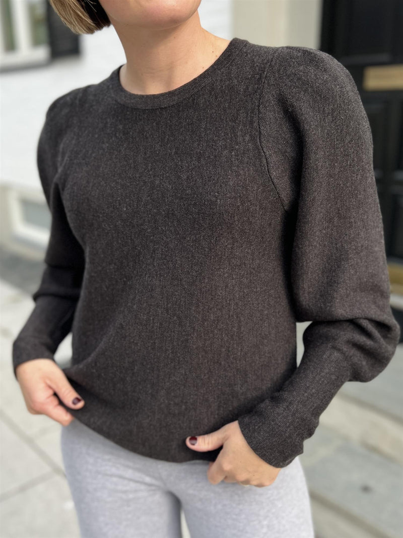 Ella&il Pernilla merino sweater Dark Brown Melange