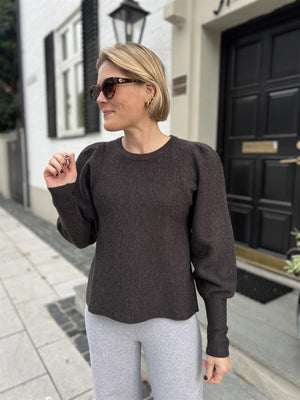 Ella&il Pernilla merino sweater Dark Brown Melange