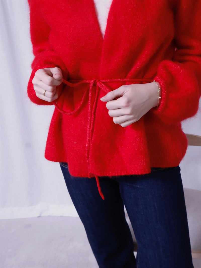 Ella&il Fredrikke Chunky Cardigan Bright Red