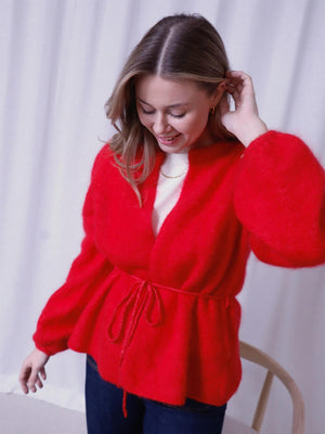 Ella&il Fredrikke Chunky Cardigan Bright Red