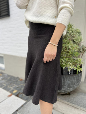 Ella&il Darja Merino Skirt Dark Brown Melange