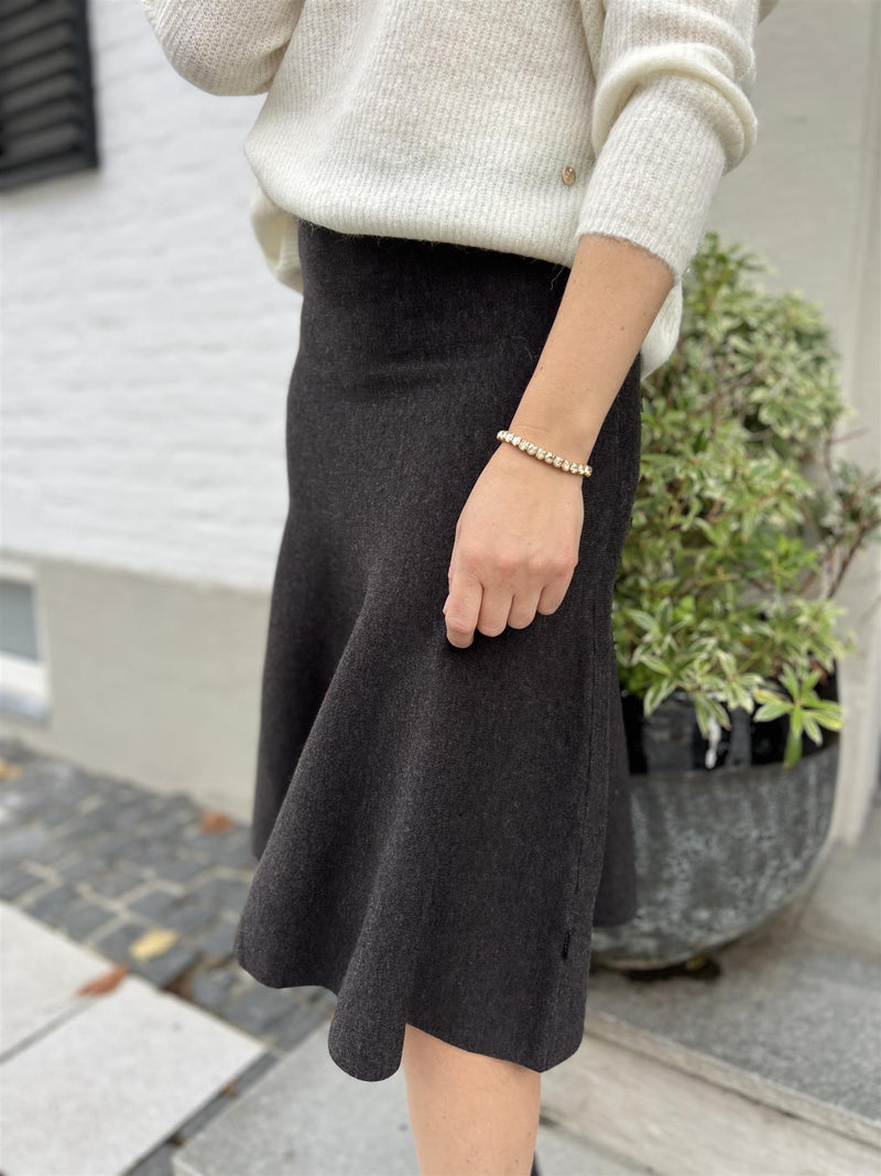 Ella&il Darja Merino Skirt Dark Brown Melange