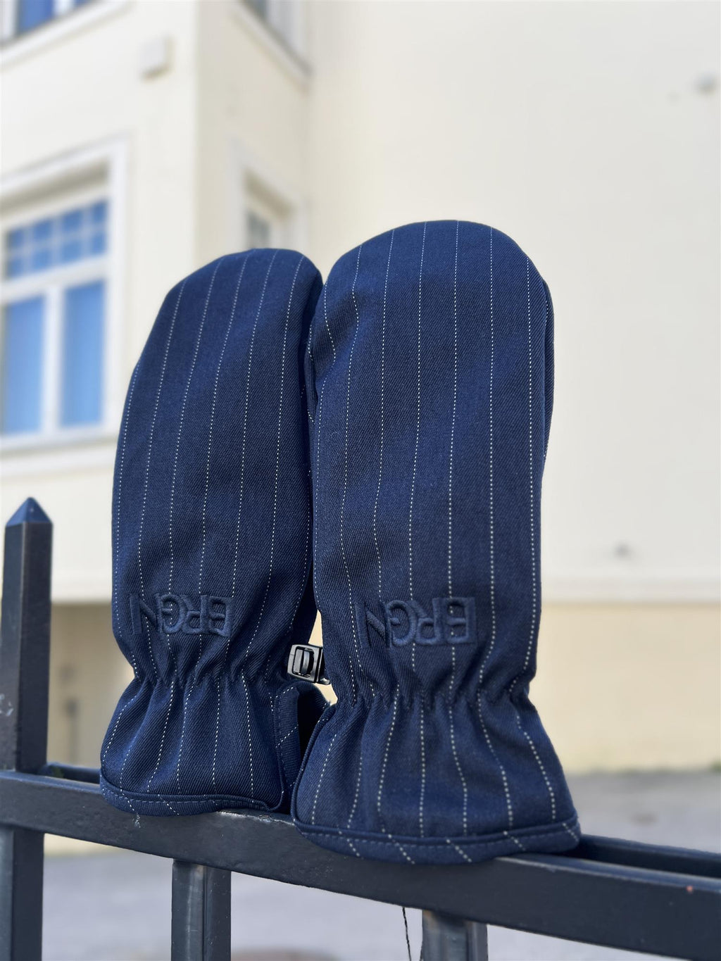 BRGN Mittens Navy Pinstripe