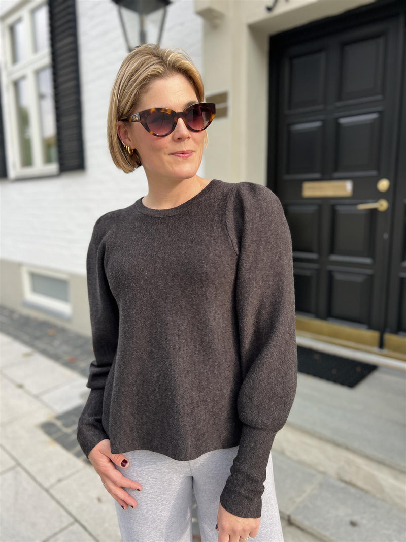 Ella&il Pernilla merino sweater Dark Brown Melange