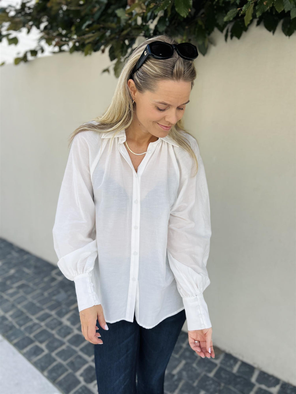 Cathrine Hammel Silk/Cotton blouse w collar White