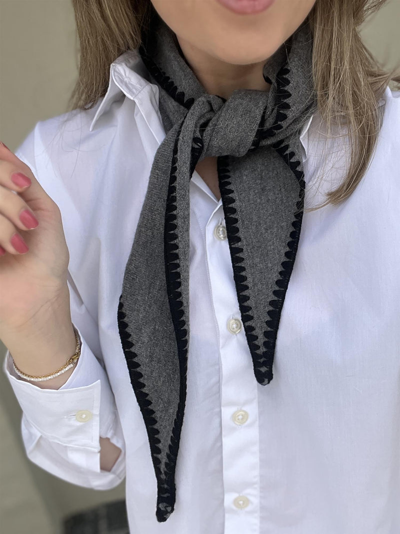 Christian Aks Mina Stitched Merino Scarf Grey mel