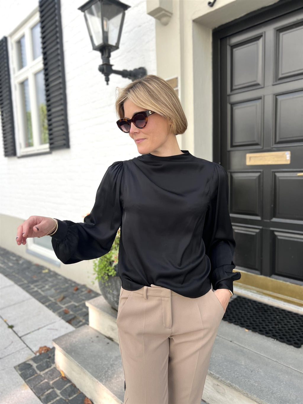 Stenstrøms Iman Blouse neckgather Sort