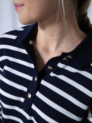 Gant Breton Stripe LS Pique Polo